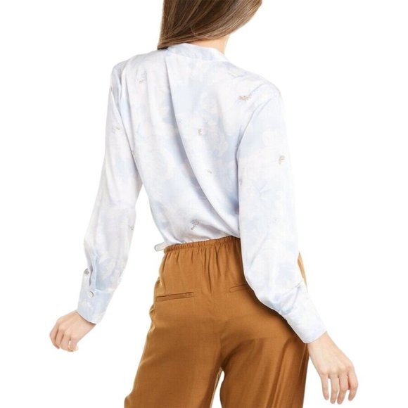 VINCE - Painted Magnolia Band Collar Blouse - V651012321 - Size L (NWOT) - Picture 3 of 12